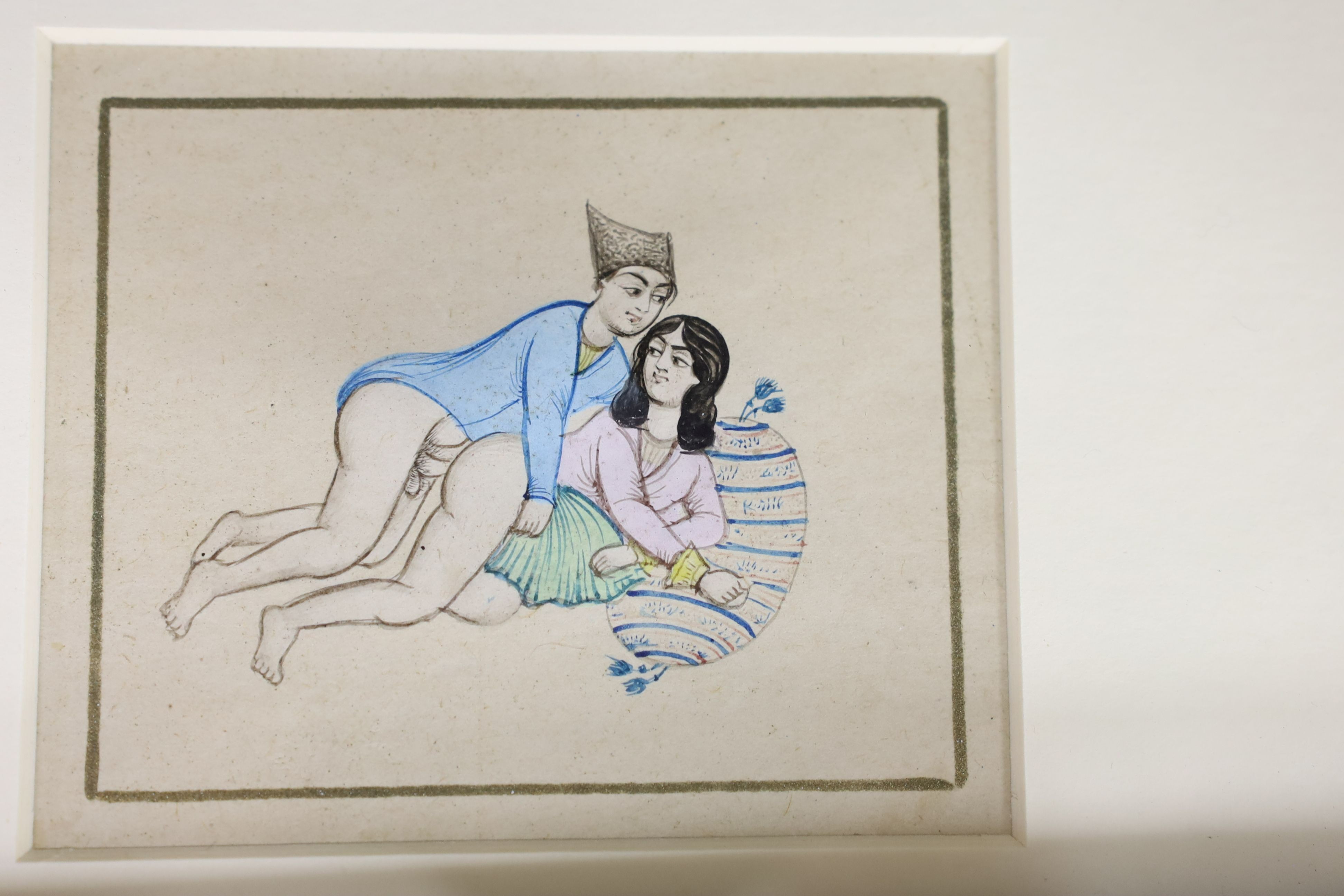 Indian School, set of ten ink and watercolour erotic studies, largest approx. 7 x 8cm